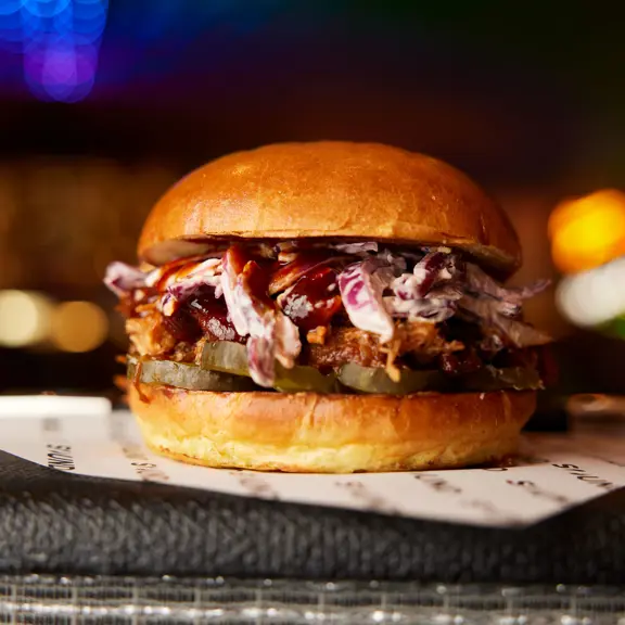 BBQ Pulled Pork Burger at SOUND London