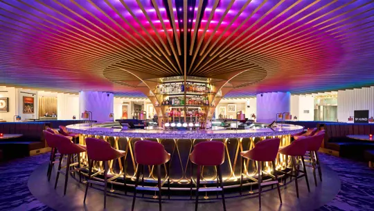 Bar with seating at SOUND London